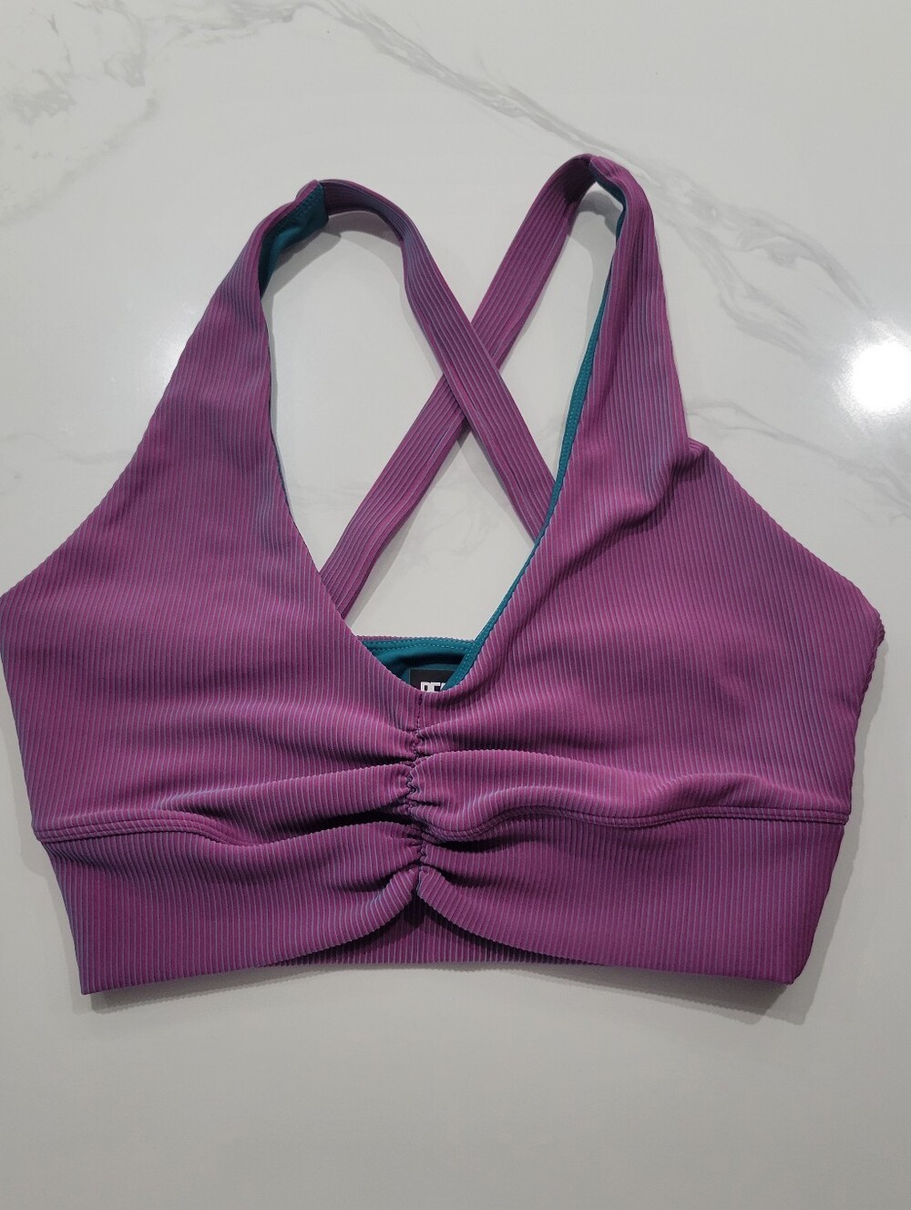Beach Riot Purple Ribbed Cross-Back Sports Bra M